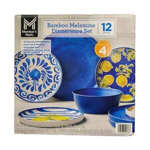 Member's Mark Lightweight BPA Free Melamine Dinnerware Set, 12pc - Blue